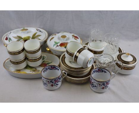 Mixed Lot of Ceramics including Royal Worcester Evesham, Aynsley Teaware and some Cut glass