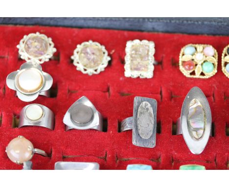 A collection of vintage costume jewellery paste set rings, modernist style, 1950s/1960s etc, approximately 70 together with a