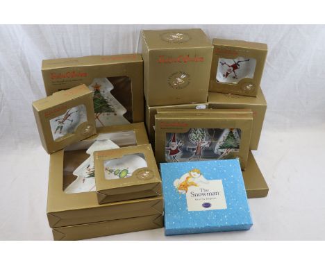 Collection of Boxed Clare Mackie for Royal Worcester Festive Collection Ceramics including Leaping Reindeer Chip n Dip Dish, 