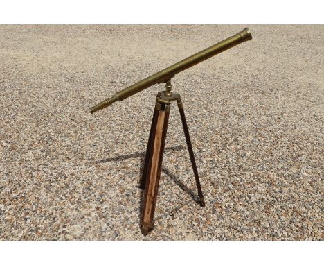 Reproduction Brass Telescope on a Wooden and Brass Tripod Stand