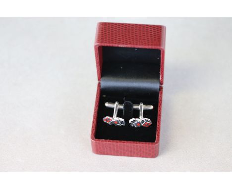 Pair of Silver Cufflinks with Dice Decoration