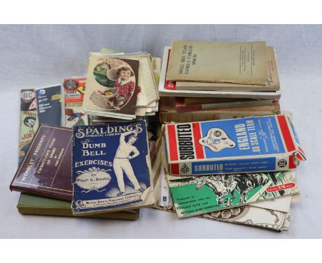 Box of Mixed Ephemera to include Postcards, Sports Interest Vintage Books, Comics, etc