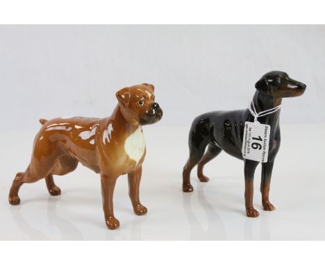 Beswick ceramic model of a Boxer dog and a Doberman