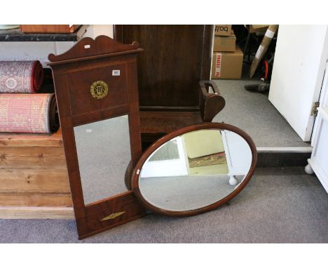 Empire Style Mahogany Wall Mirror with Gilt Metal Mounts together with an Early 20th century Oval Mirror