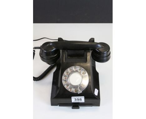 Vintage Black Bakelite Telephone with slide out shelf