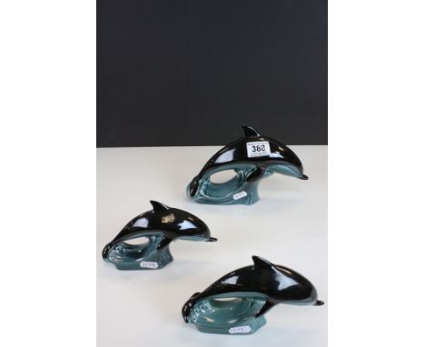 Three vintage Poole Pottery Dolphins