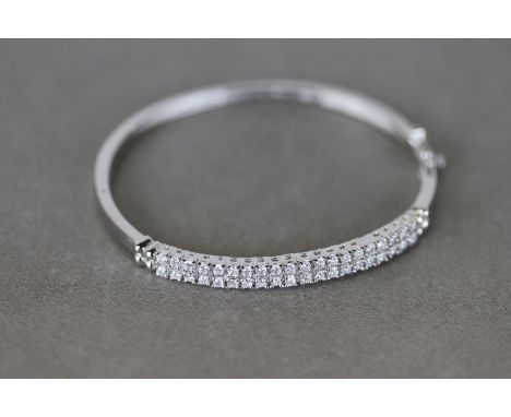 Silver and CZ Two Row Bangle