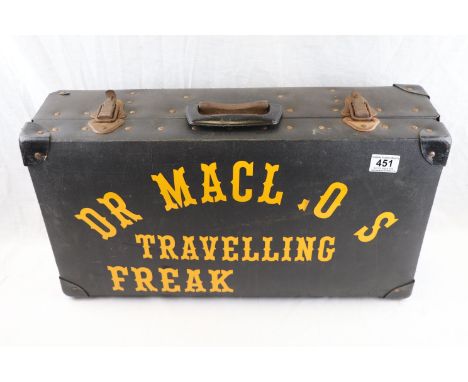 Vintage Suitcase marked ' DR MACL O S, Travelling Freak '