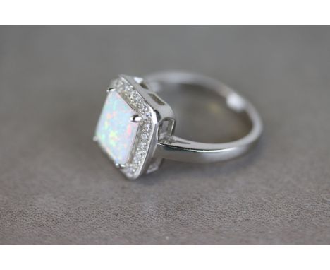 Silver and Opal Set Ring