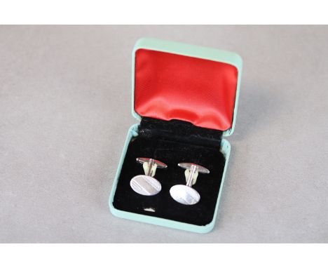 Pair of Sterling Silver Engine Turned Cufflinks