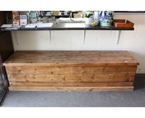 Very Large Vintage Pine Blanket Box with iron carrying handles, 210cms long, 53cms deep, 52cms high