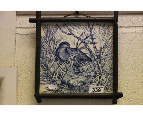Josiah Wedgwood circa 1880 glazed Tile depicting a waterfowl
