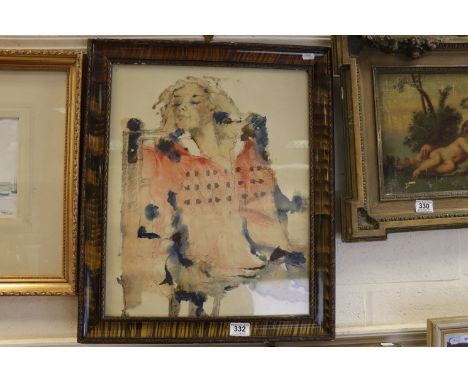 Interesting Framed and Glazed Mixed Method Portrait of a seated young lady