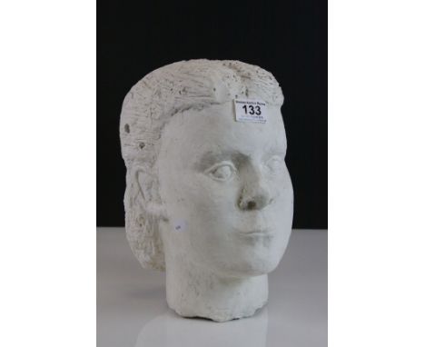 Plaster sculpture of a Female Head by Penelope Ellis (Possibly a self portrait)
