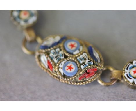 Vintage Italian Twelve Link Micro Mosaic Fine Bracelet