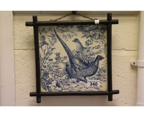 Josiah Wedgwood circa 1880 Etruria Tile depicting pheasants in woodland