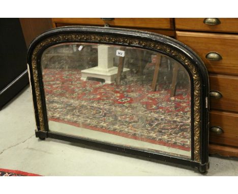 19th century Ebonised and Gilt Overmantle Mirror, approx, 64cms high