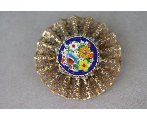 Five Vintage Italian Micro Mosaic Filigree and other Brooches
