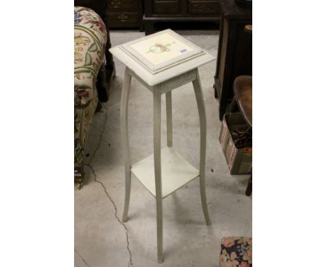 Early 20th century Painted Jardiniere Stand with Tile Top
