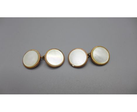 A pair of 9ct gold and mother of pearl cufflinks 