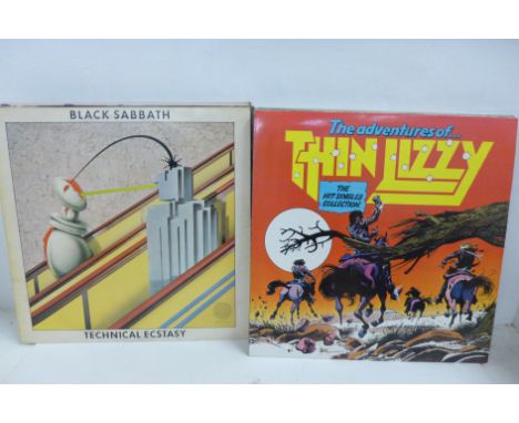 Eleven rock vinyl LP records including Black Sabbath, Deep Purple Stormbringer, Come Taste the Band and The Royal Philarmonic