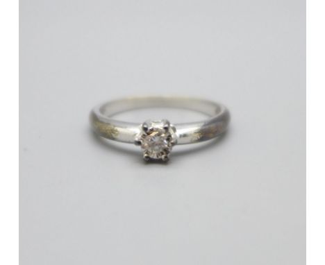 A 9ct white gold and diamond solitaire ring, 2.7g, N 