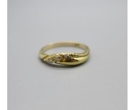 A 9ct yellow gold and diamond ring, 1.7g, Q 