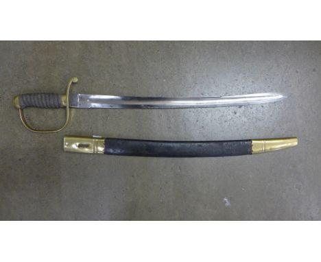 A short sword with scabbard, marked Parker Fields &amp; Sons, London 