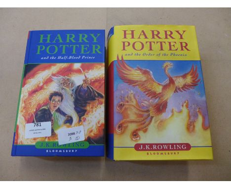 Two Harry Potter books; The Half Blood Prince and The Order of The Phoenix, first editions 