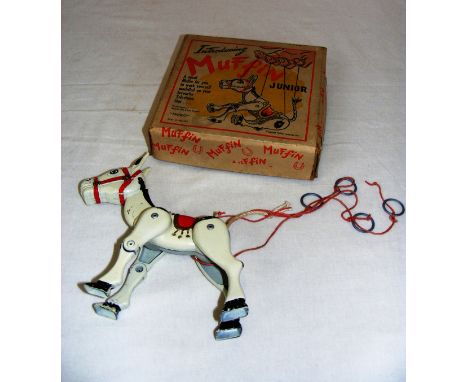 A 1950's Muffin the Mule Junior puppet in original box. CONDITION REPORT: Appears to be in good condition. 