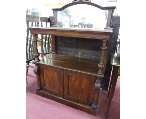 A Victorian mahogany buffet whatnot, with raised mirrored back, w.101cm