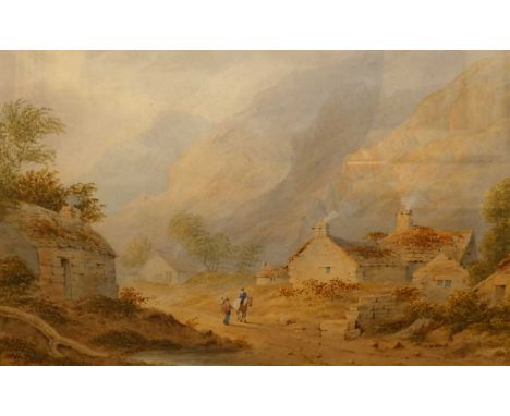 A. J. Lucy - Windswept landscape, watercolour, signed lower centre, 23 x 35.5cm; together with a 19th century continental sch