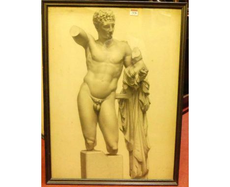 Amy Scott - Hermes, pencil drawing, signed and dated 1880, 70 x 45cm; together with two others from the period (3)