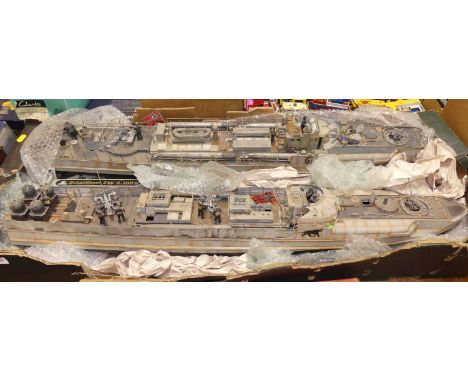 An Italeri group of two built plastic large scale model military boats (needs cleaning), built to high detail, with various f