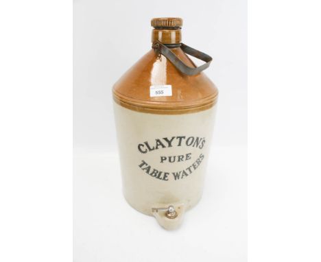 A vintage stoneware flagon jar, 'Clayton's'. With tap, H43cm