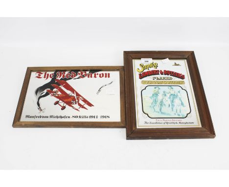 Two vintage pub mirrors. Including 'Lambert &amp; Butler' and 'The Red Baron', 29cm x 19cm