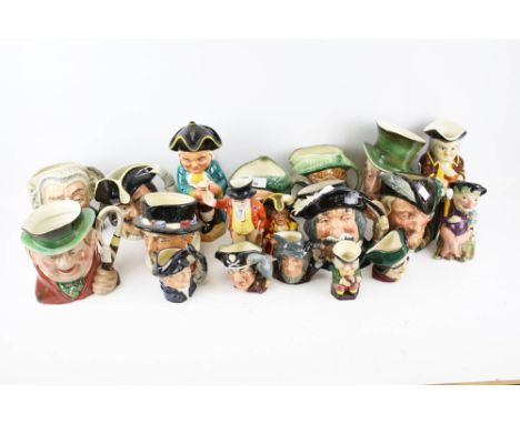 A collection of nineteen mainly Royal Doulton character jugs. Including 'Auld Mac' D5823, 'Robin Hood' D6527 and a 'Toby' lam