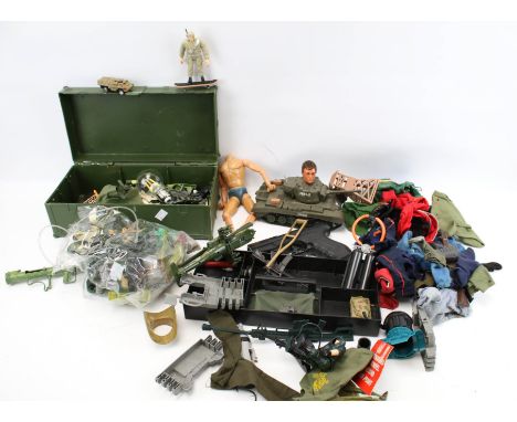 A collection of Action Man accessories. Including uniforms, a figure AF, equipment, etc.
