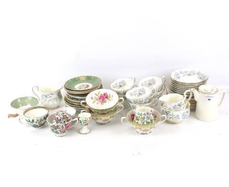 A collection of assorted 20th century porcelain tableware. Including Royal Albert tea service and other cups and saucers, mos