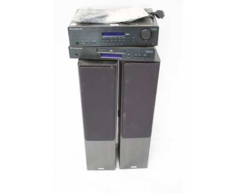 Stereo Hi Fi separates and a pair of speakers. Consisting of a Cambridge Audio Receiver Topaz SR10, a CD player Topaz CD10 an