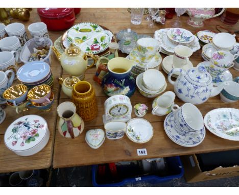 A QUANTITY OF VARIOUS VINTAGE TEA WARES, WADE WHIMSIES, AND DENBY MUGS. 