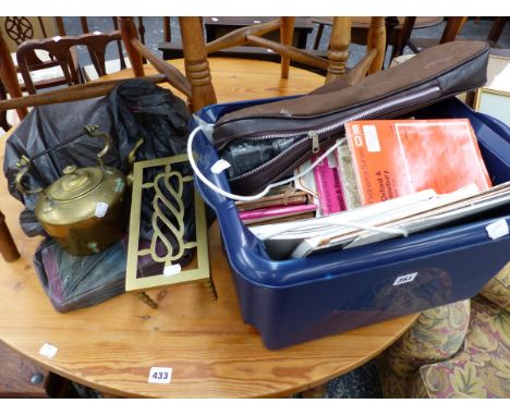 A QUANTITY OF VINTAGE ORDNANCE SURVEY MAPS, A BRASS KETTLE, EDWARDIAN PRINT ETC. 