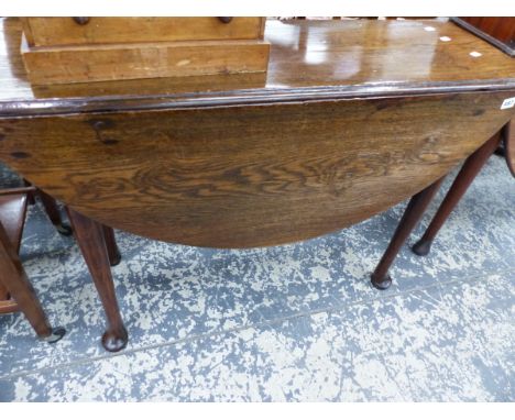 A GEORGIAN OAK GATE LEG TABLE. 
