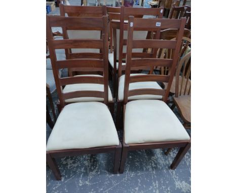 A SET OF MODERN LADDER BACK SIDE CHAIRS. 
