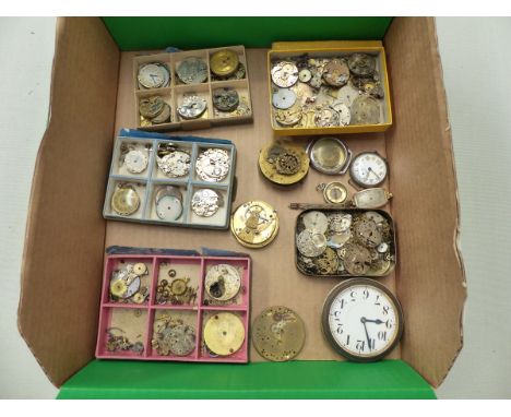 A COLLECTION OF VINTAGE WATCH MOVEMENTS ETC. 