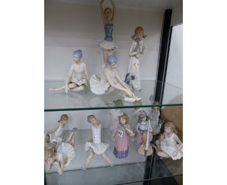 NINE NAO FIGURINES, TOGETHER WITH FOUR FURTHER DECORATIVE SIMILAR FIGURINES (13). 