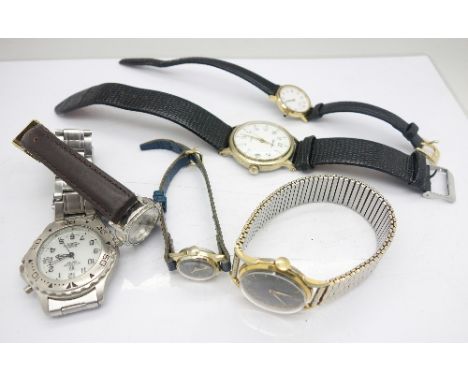 Six lady's and gentleman's wristwatches including two Rotary
