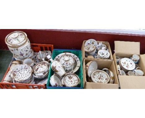 Six boxes of Mike Powers studio pottery, plates, cups, bowls, tureens, dishes, table lamp, jars, etc.