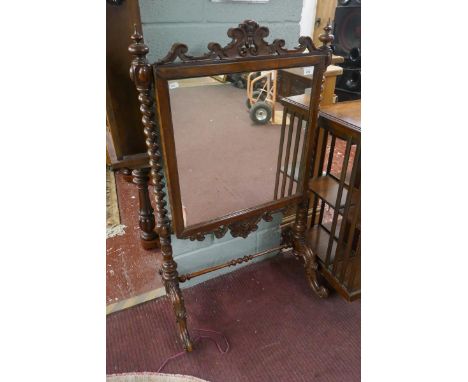 Victorian mahogany mirrored firescreen 