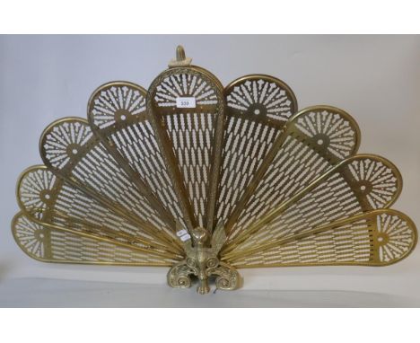 Vintage brass peacock firescreen 